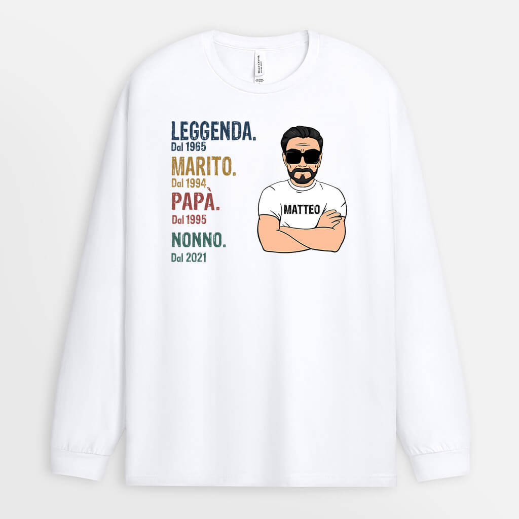 0004NOT2 Presenti Caratteristici T shirtManicheLunghe Leggenda Papa Nonno