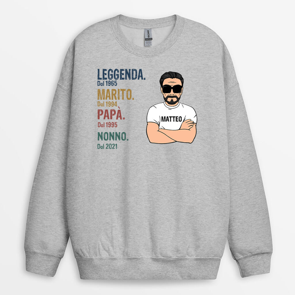 0004WOT1 Presenti Caratteristici Felpa Leggenda Papa Nonno