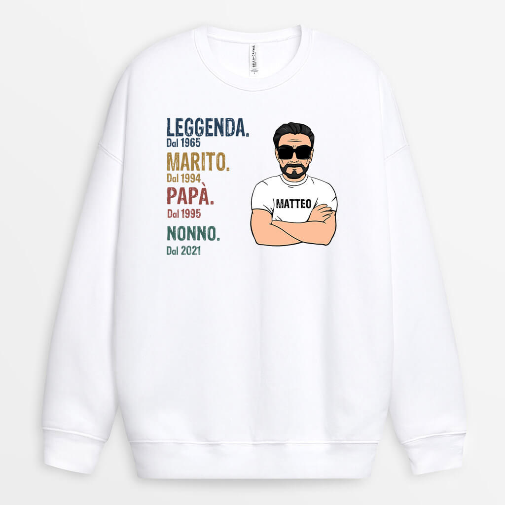 0004WOT2 Presenti Caratteristici Felpa Leggenda Papa Nonno