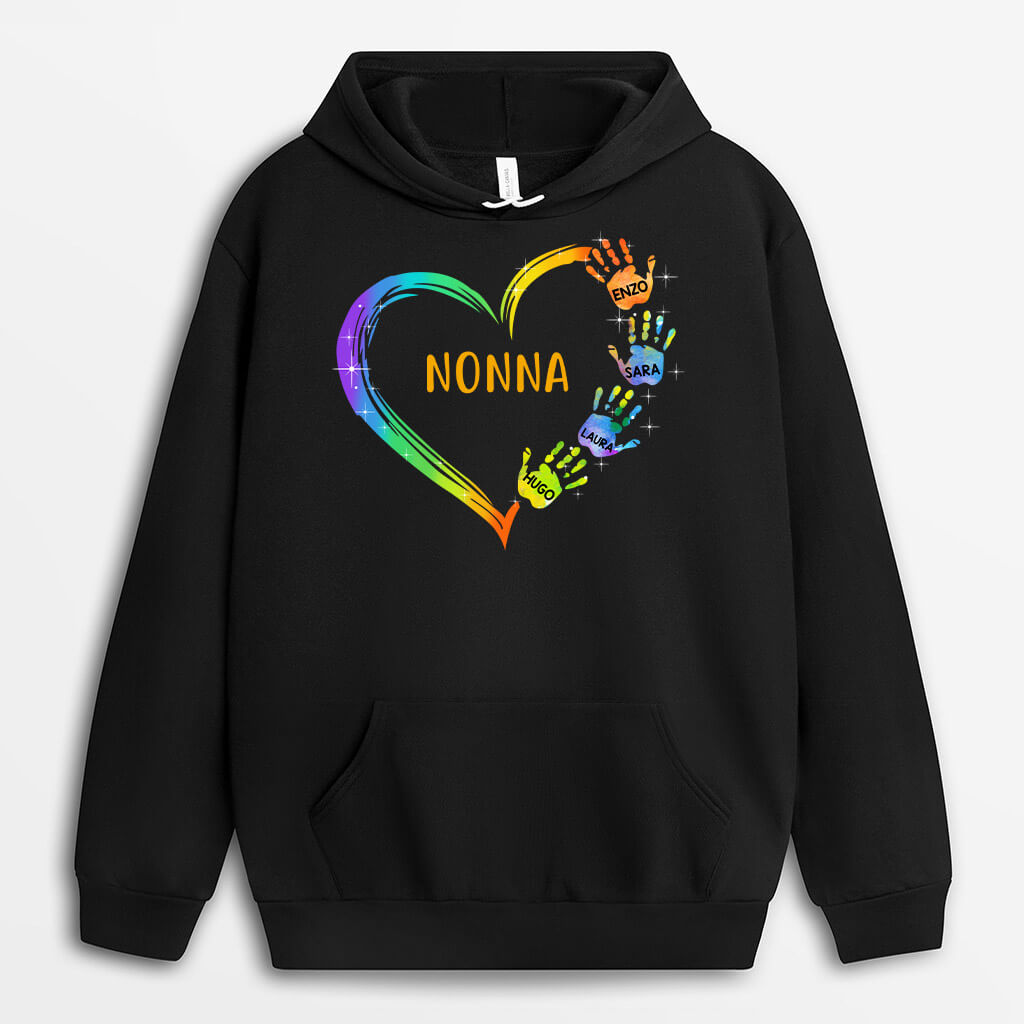 0042HOT2 Regali Caratteristici FelpaConCappuccio Mani Mamma Nonna