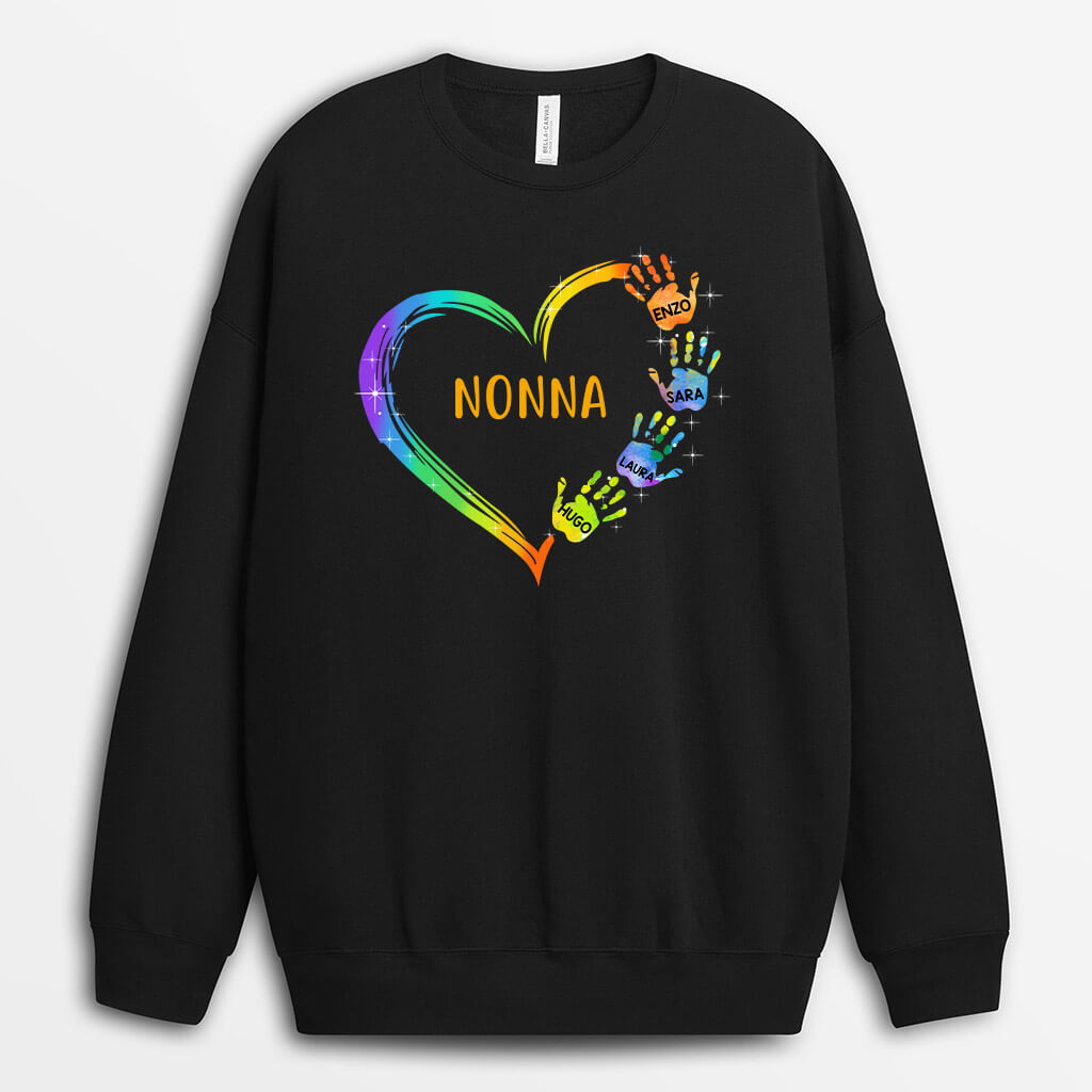 0042WOT2 Regali Caratteristici Felpa Mani Mamma Nonna