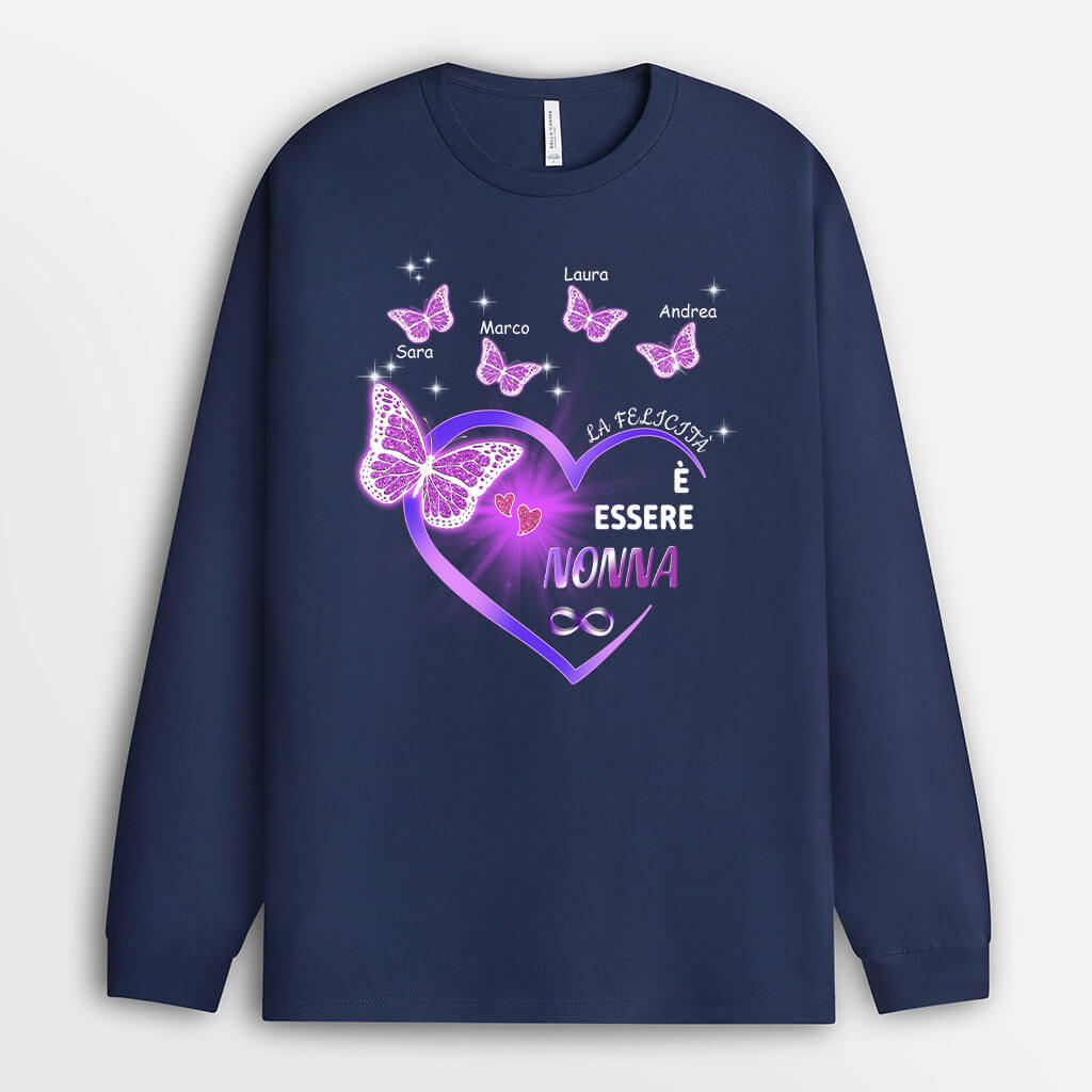 0063NOT2 Regali Personalizzati T shirtManicheLunghe Farfalla Mamma Nonna