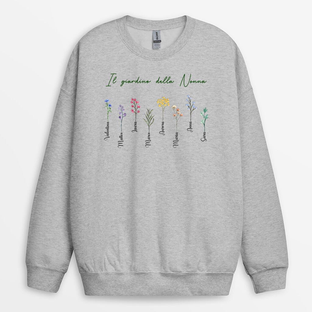 0065WOT2 Presenti Caratteristici Felpa Fiore Mamma Nonna