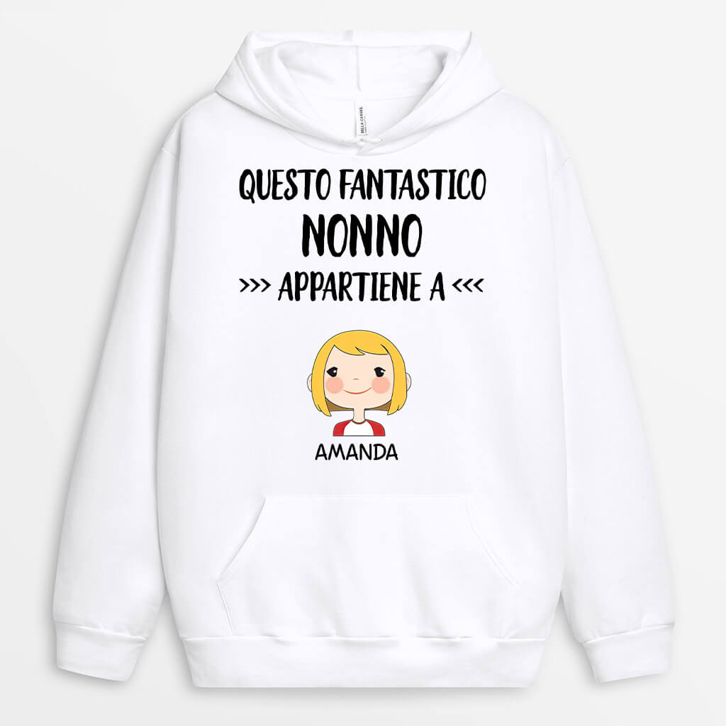 0141HOT2 Regali Personalizzati FelpaConCappuccio Nipoti Papa Nonno