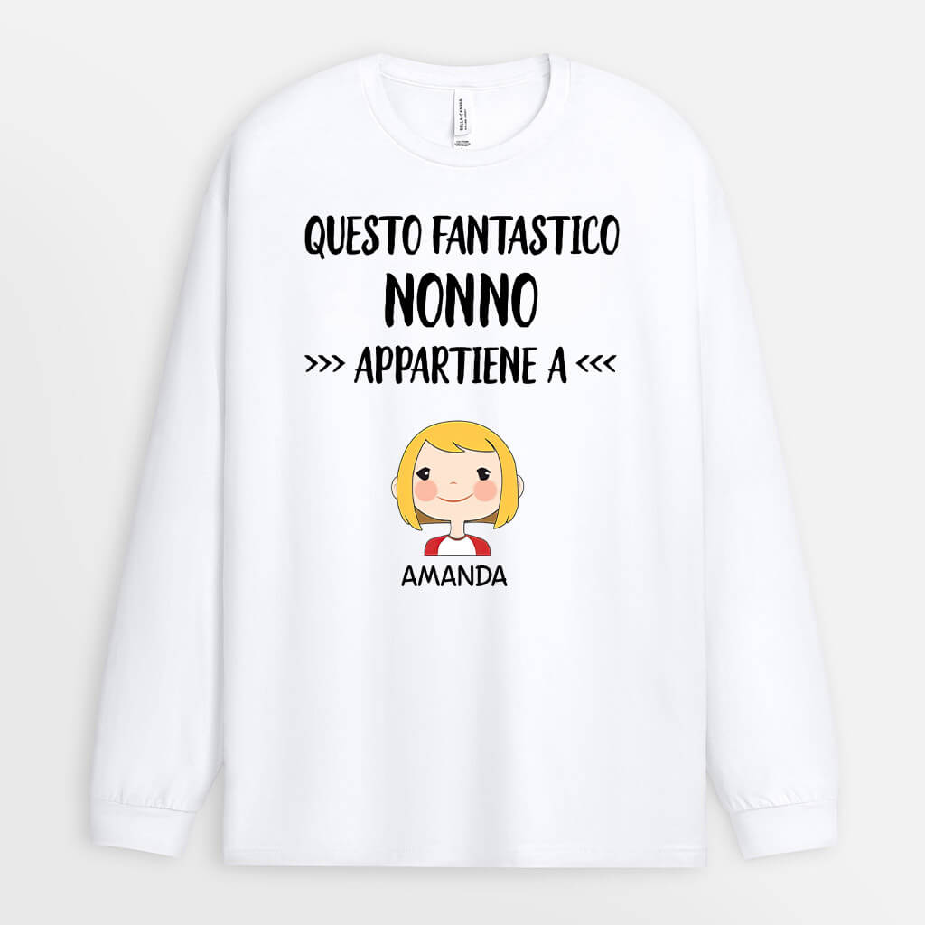 0141NOT2 Regali Personalizzati T shirtManicheLunghe Nipoti Papa Nonno