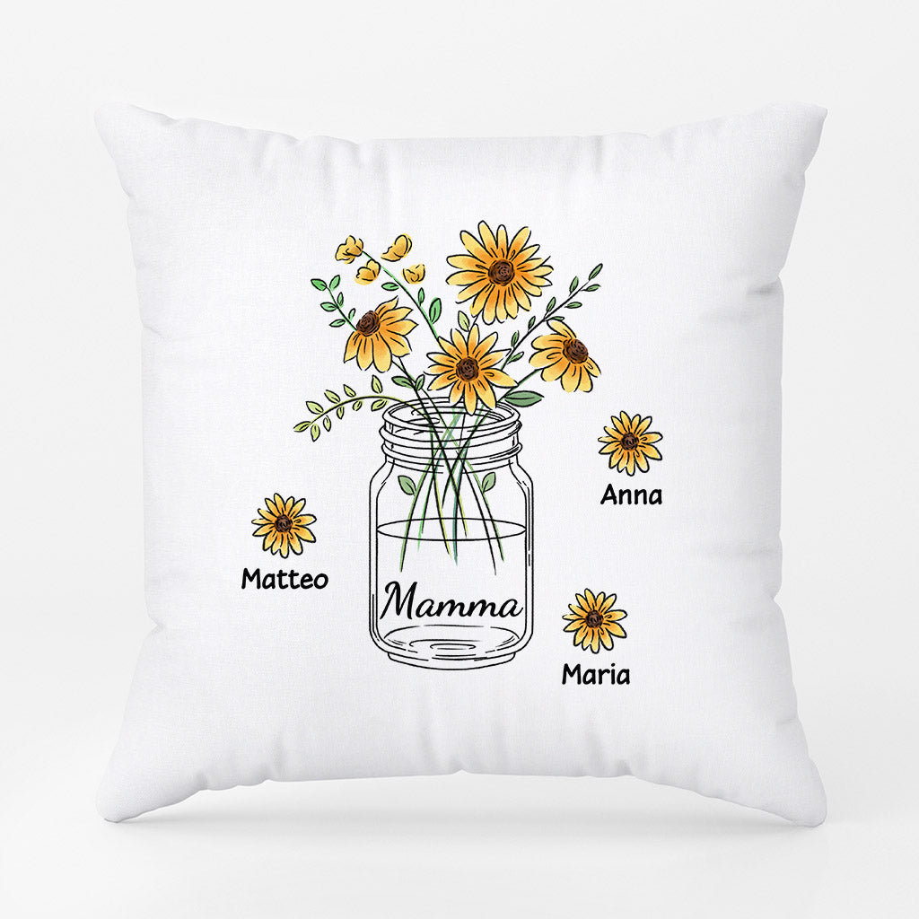 0863POT2 Regali personalizzati cuscini fiori mamma nonna