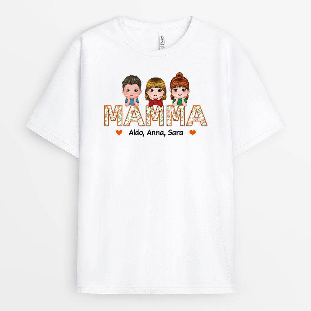 0877AOT1 Regali personalizzati magliette fiori mamma nonna