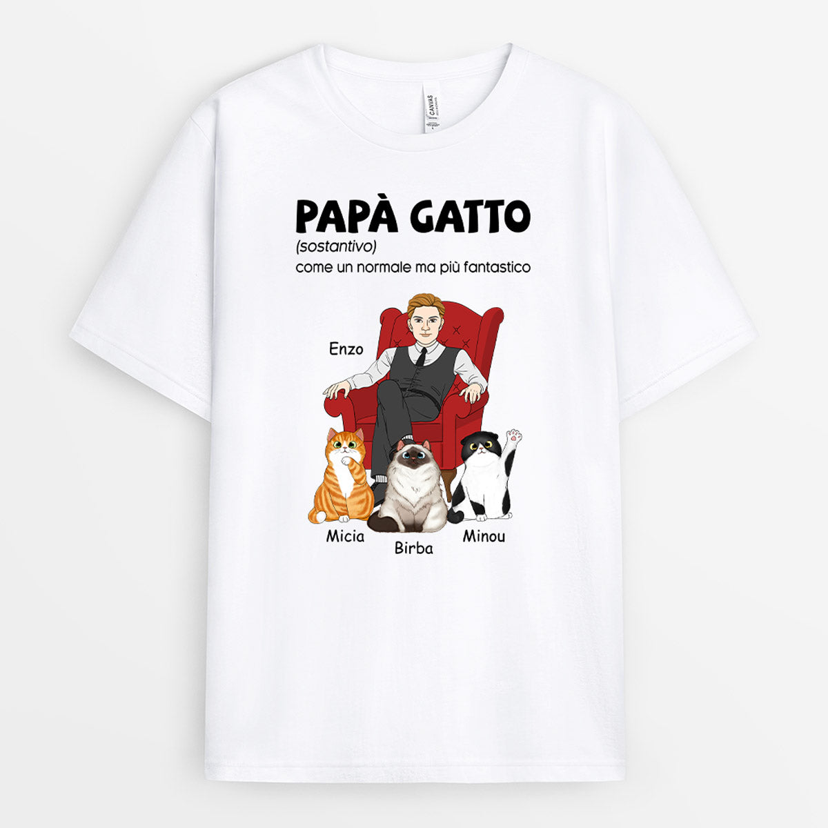 0913AOT1 Regali personalizzati maglietta papa gatto amanti dei gatti