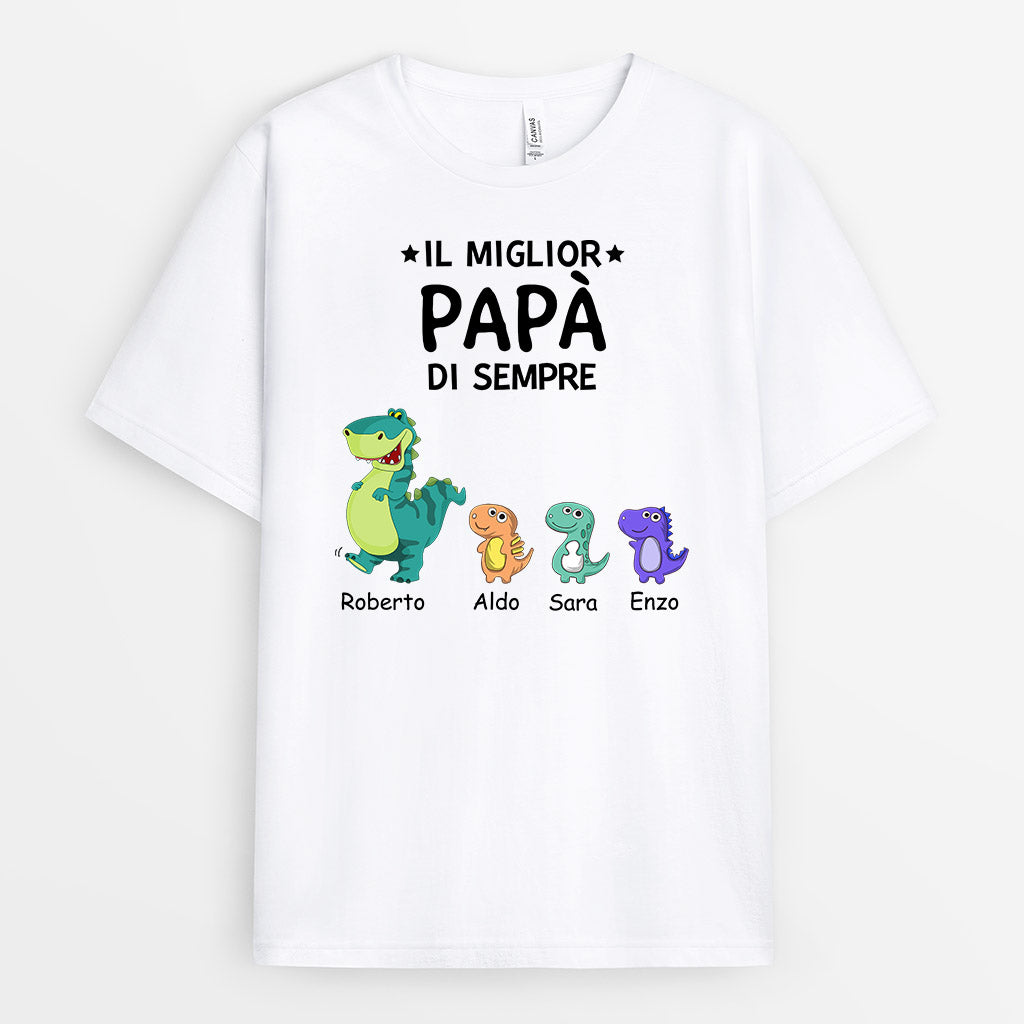 0922AOT1 Regali personalizzati maglietta dinosauro papa nonno