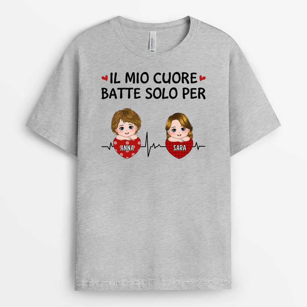 0928AOT2 Regali personalizzati maglietta bambini mamma papa nonna nonno