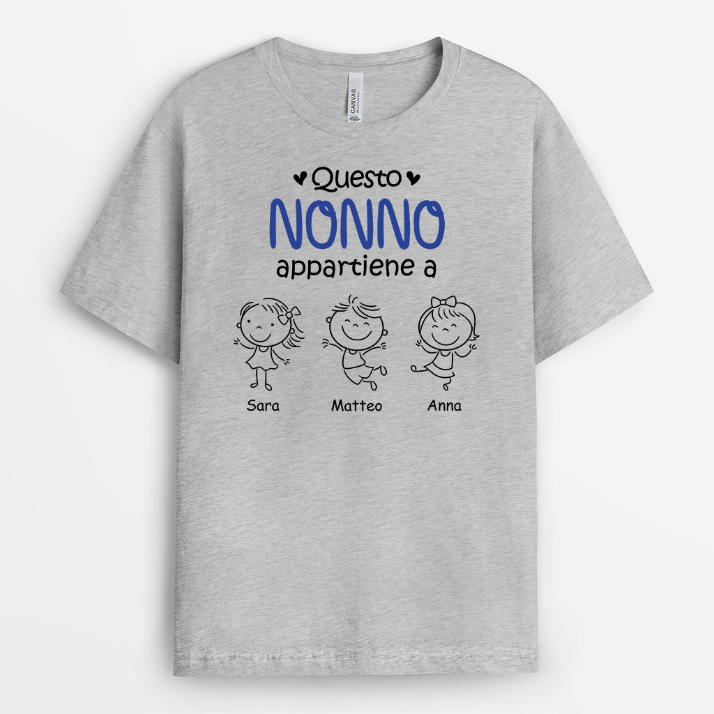 0959AOT2 Regali personalizzati Magliette papa nonno figli nipoti