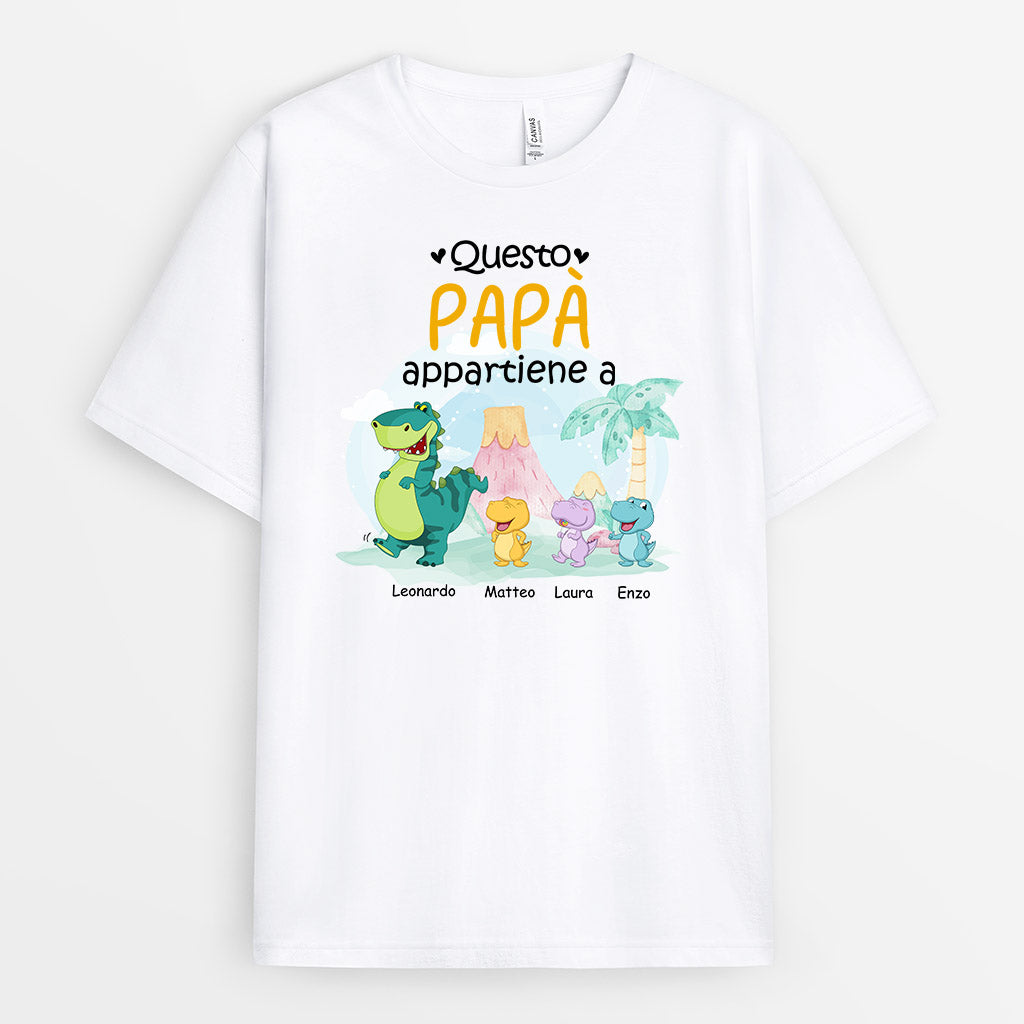 0972AOT1 Regali personalizzati magliette dinosauri papa nonno