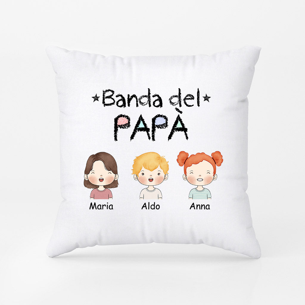 1017POT1 Regali personalizzati cuscino la banda di papa nonno figli nipoti papa nonno