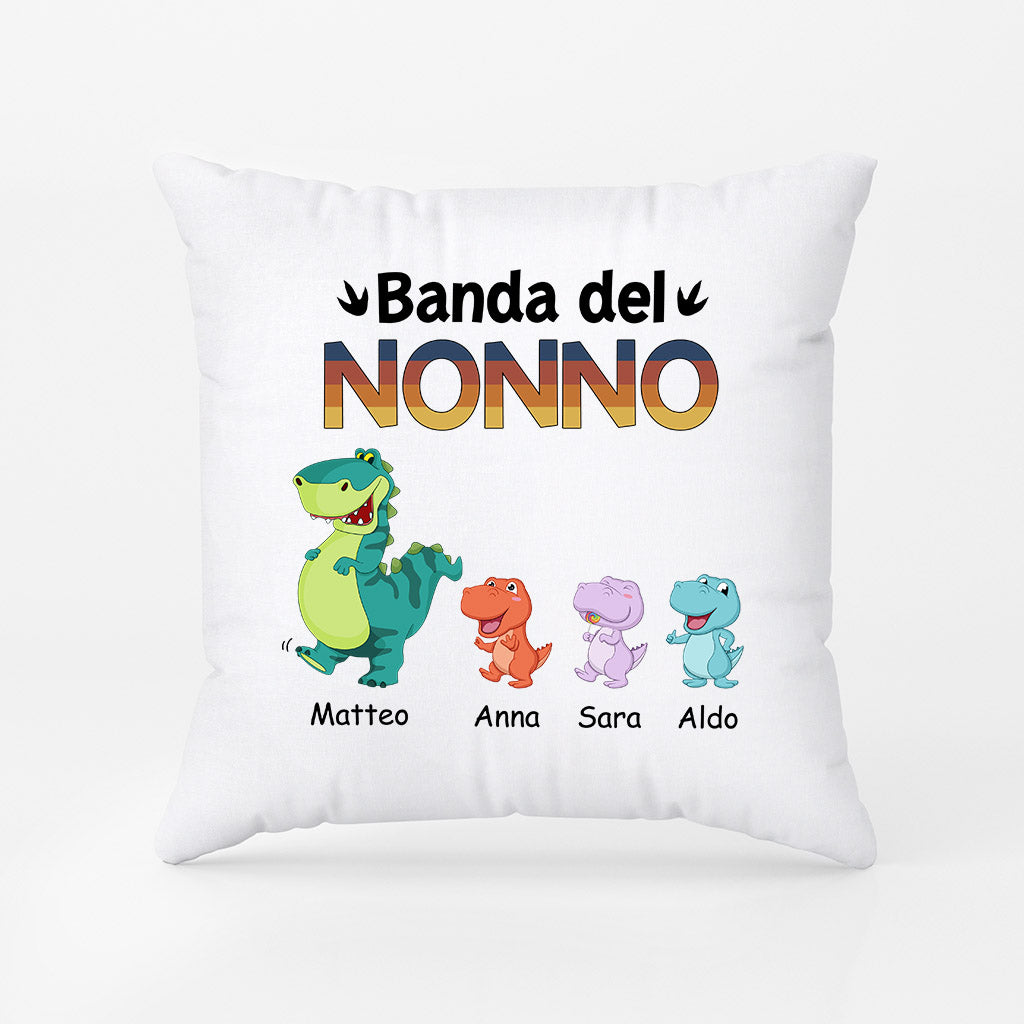 1021POT1 Regali personalizzati cuscino banda dinosauri papa nonno