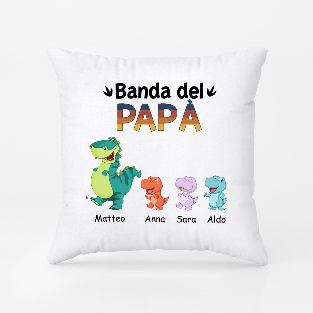 1021POT2 Regali personalizzati cuscino banda dinosauri papa nonno