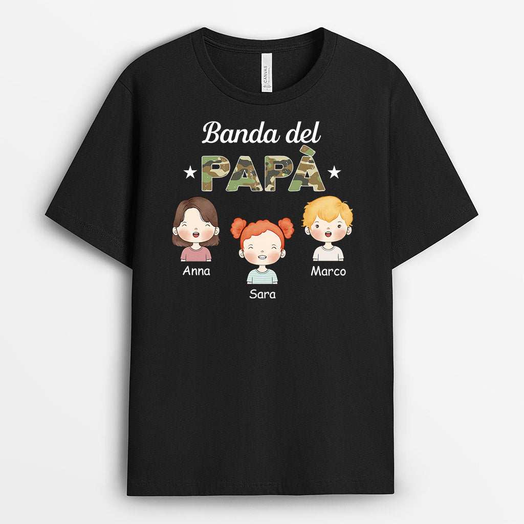 1027AOT1 Regali personalizzati maglietta banda bambini papa nonno