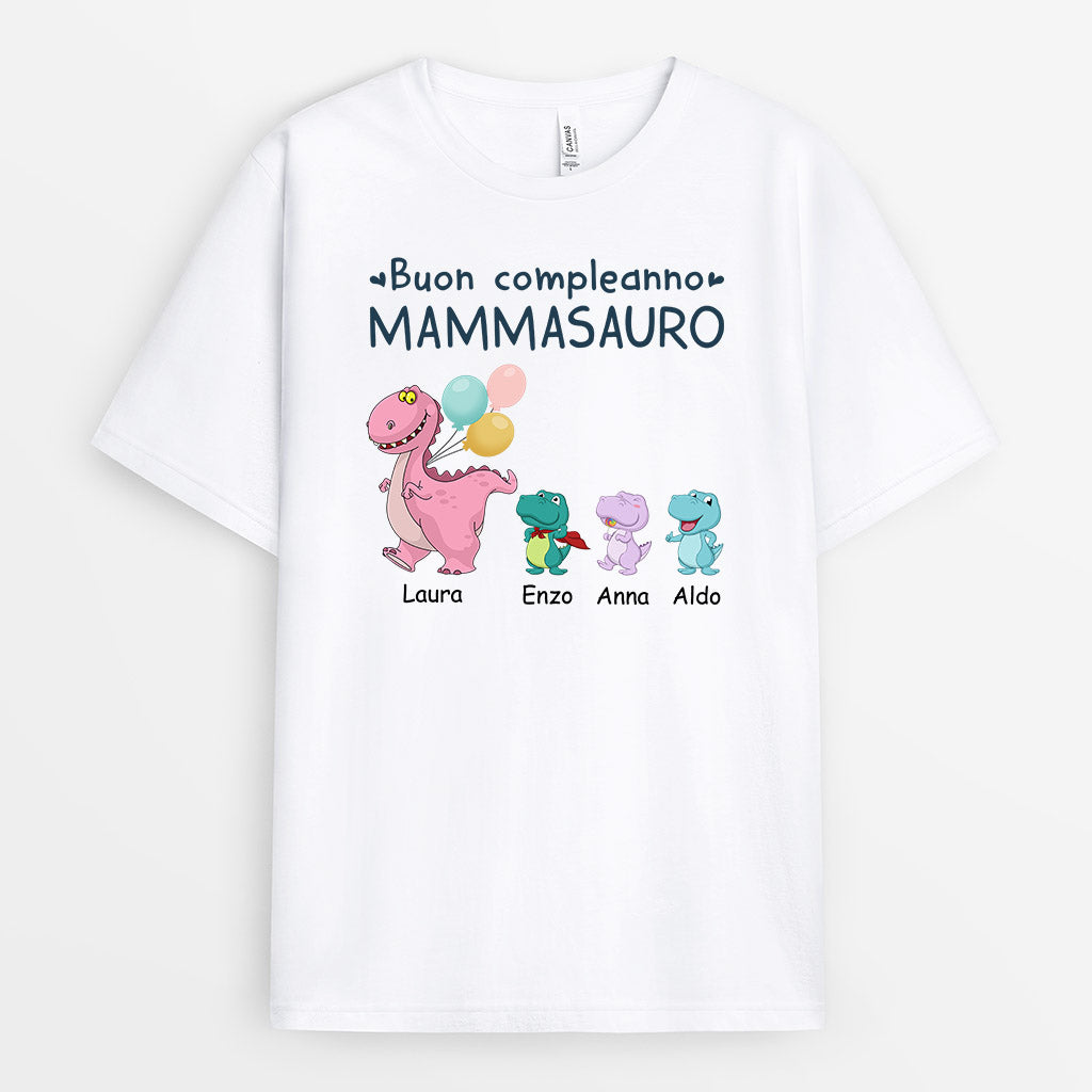Maglietta Buon Compleanno Mammasauro/Nonnasauro Personalizzata - Mondo  Regalo