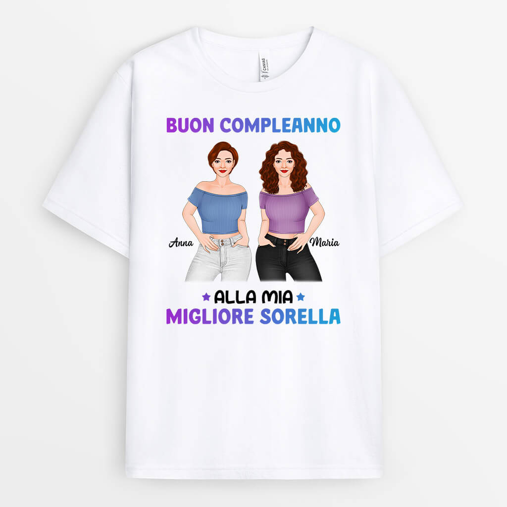 1068AOT2 Regali personalizzati magliette buon compleanno sorelle