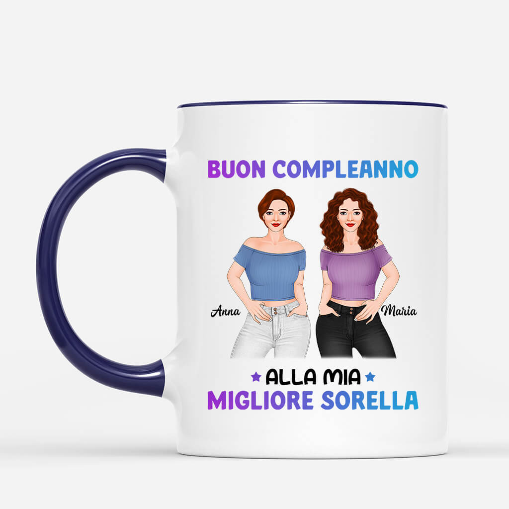 1068MOT2 Regali personalizzati tazze buon compleanno sorelle