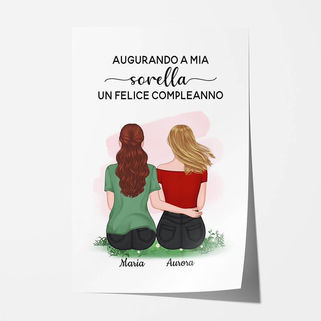 Poster Buon Compleanno Sorella Mia Personalizzato - Mondo Regalo