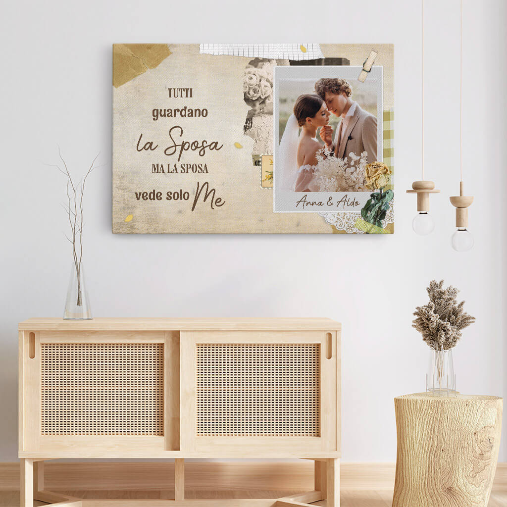 1088COT3 Regali personalizzati tela sposa sposo sposi