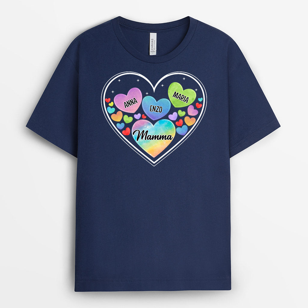 OT0937A2 Regali personalizzati maglietta cuori mamma nonna
