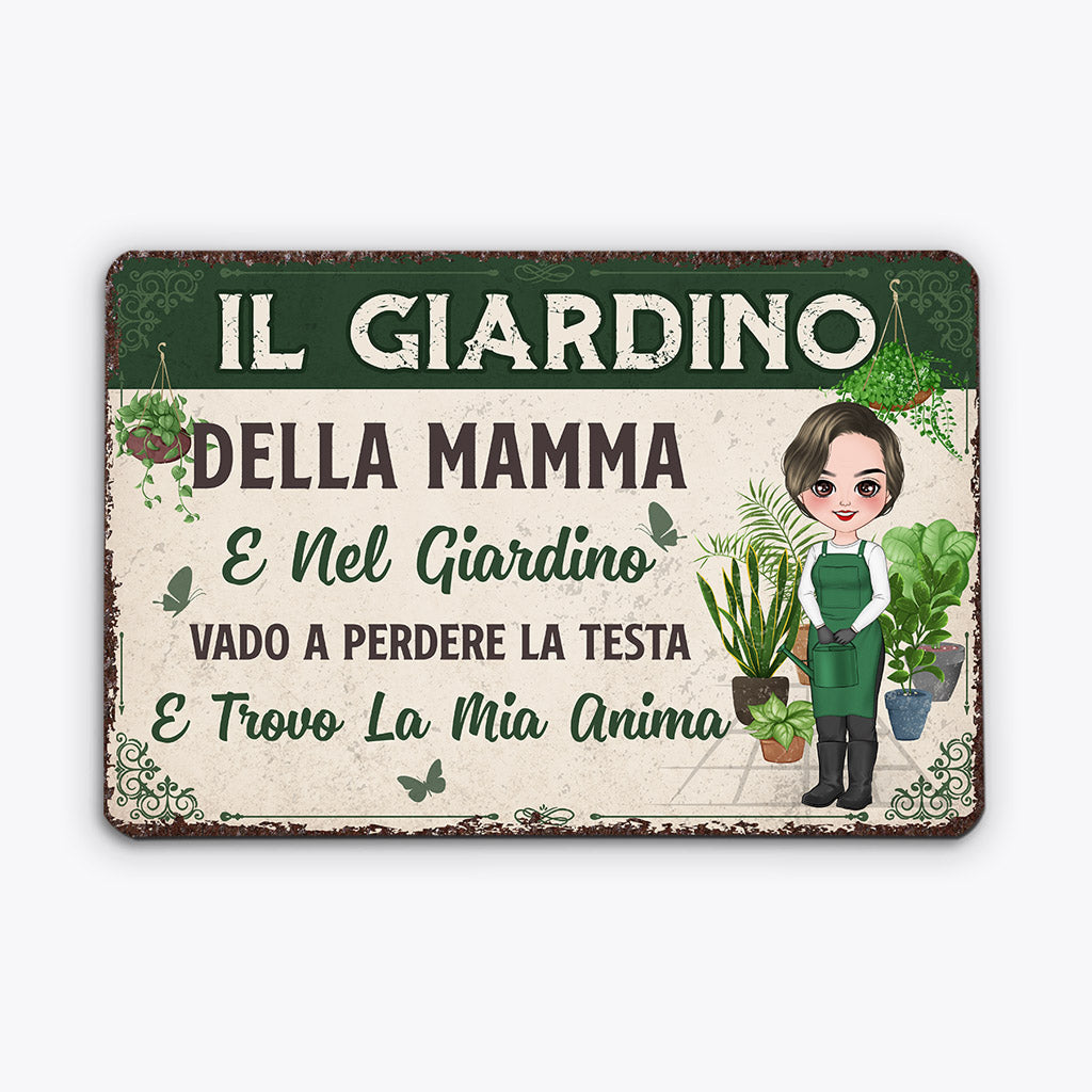 0864EOT1 Regali personalizzati cartello in metallo giardino mamma nonna