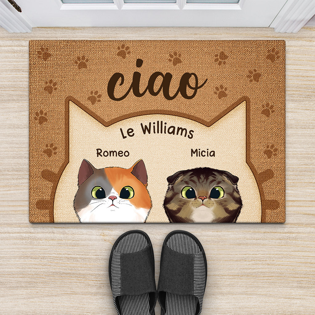 0875DOT2 Regali personalizzati zerbini ciao gatti amanti dei gatti