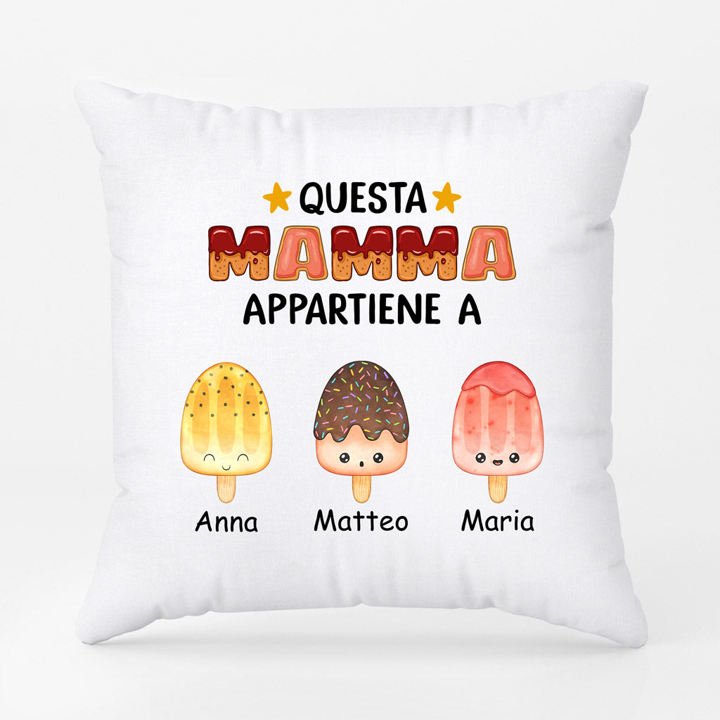 0876POT1 Regali personalizzati cuscini figli nipoti gelato mamma nonna