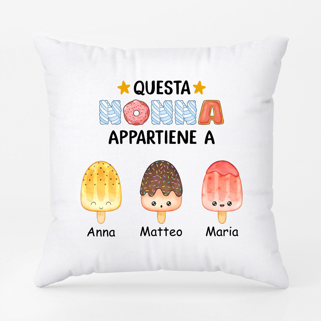 0876POT2 Regali personalizzati cuscini figli nipoti gelato mamma nonna