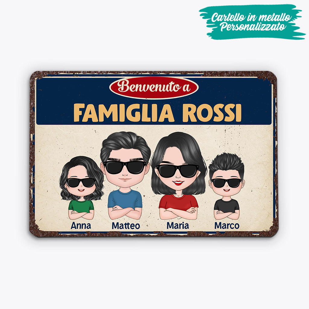 0896EOT2 Regali personalizzati carello in metallo benvenuto famiglia