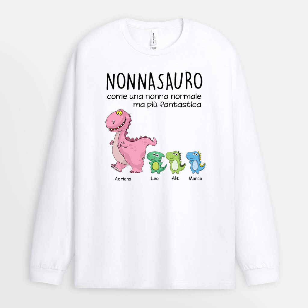 0009NOT1 Regali Caratteristici T shirtManicheLunghe Dinosauri Mamma Nonna