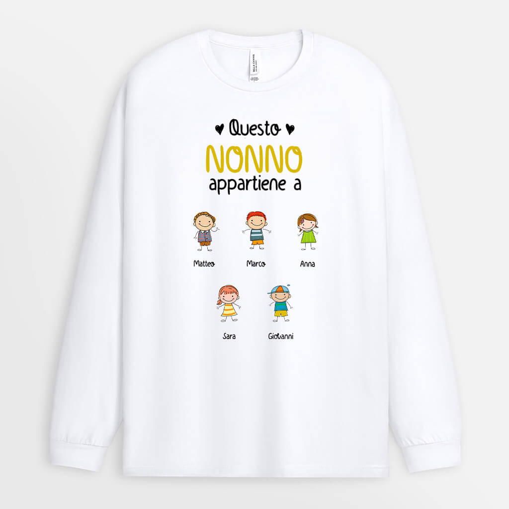 0014NOT1 Presenti Caratteristici T shirtManicheLunghe Bambini Papa Nonno
