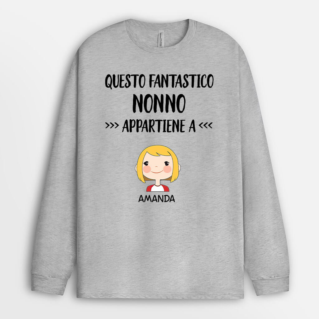 0141NOT1 Regali Personalizzati T shirtManicheLunghe Nipoti Papa Nonno