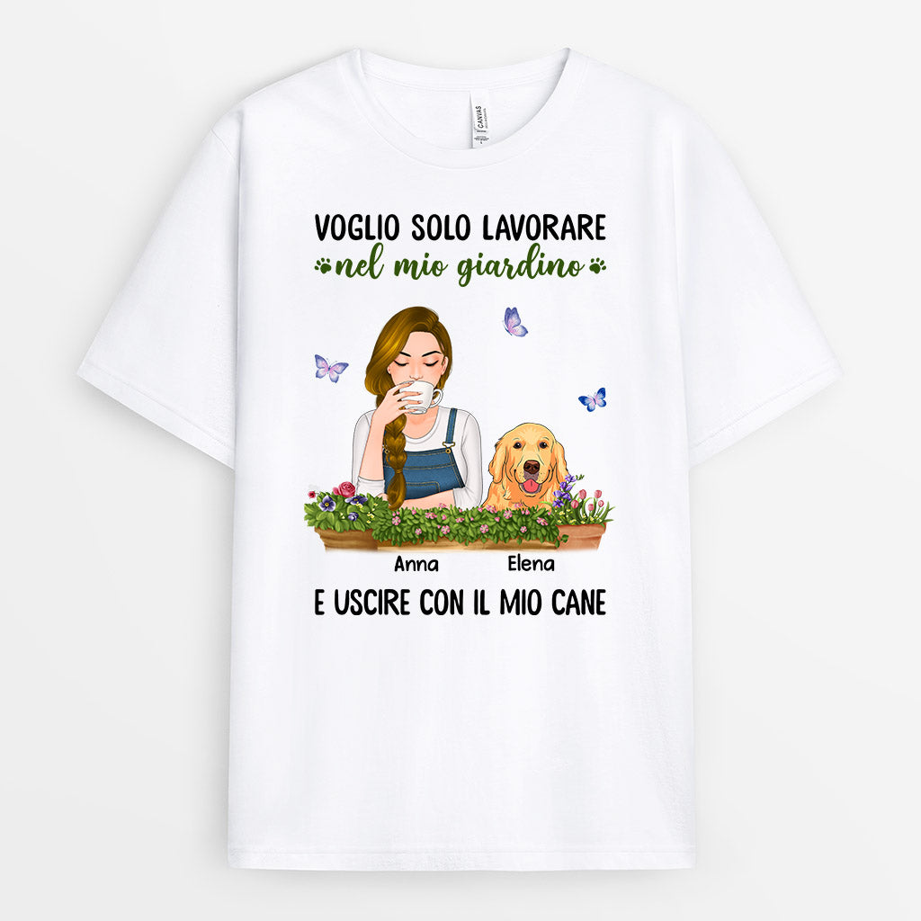 0872AOT1 Regali personalizzati magliette giardino cane amanti dei cani