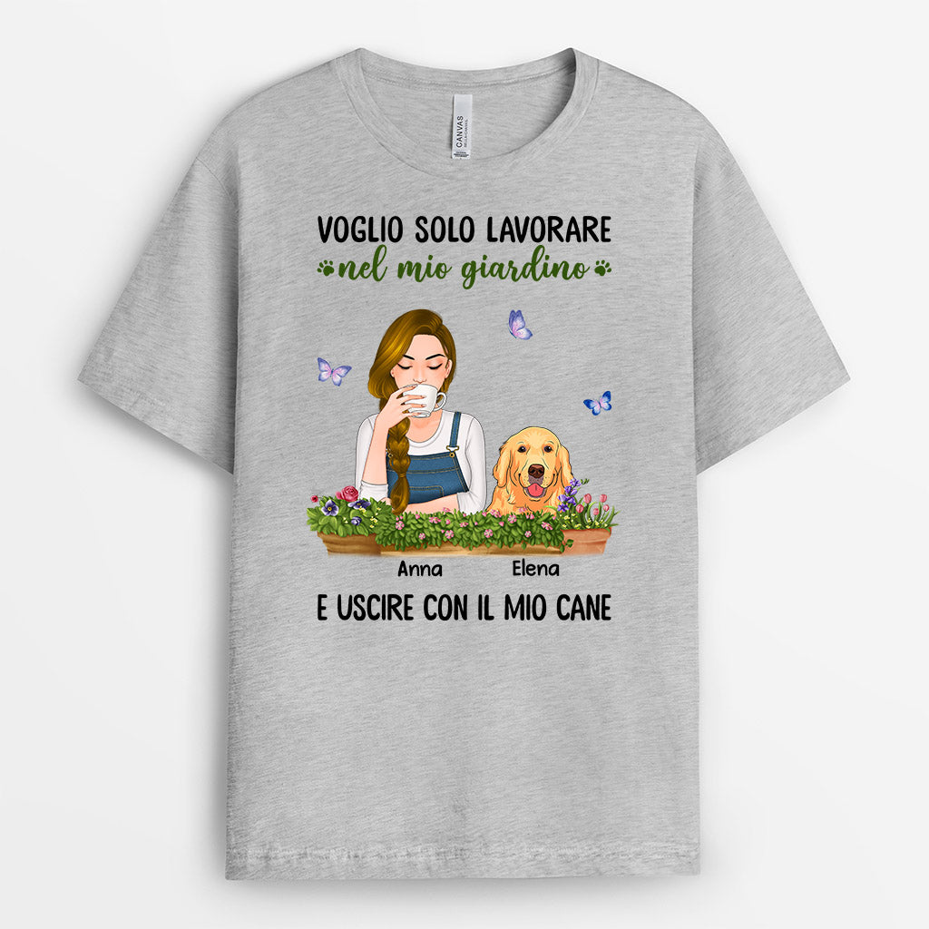 0872AOT2 Regali personalizzati magliette giardino cane amanti dei cani