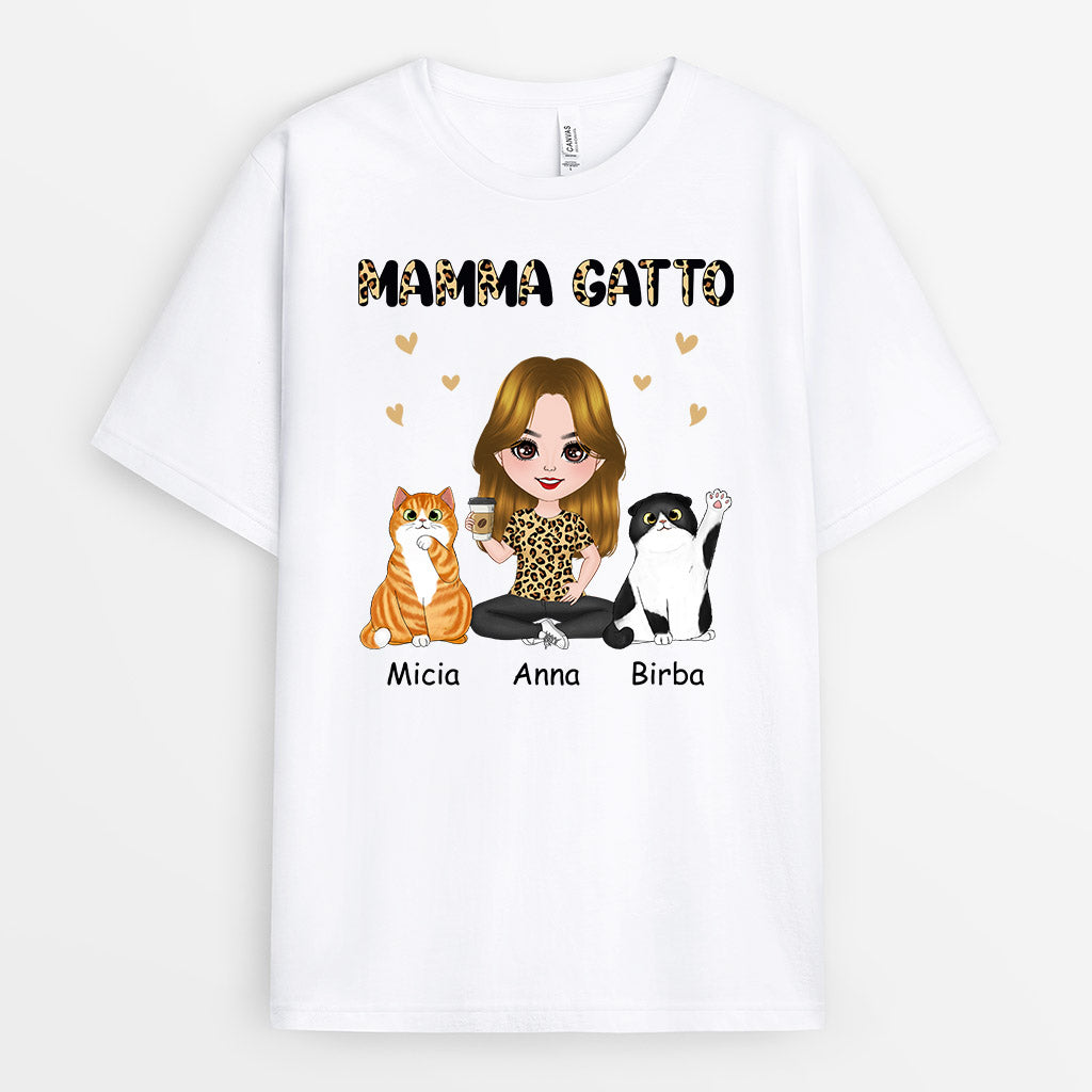 0915AOT2 Regali personalizzati maglietta gatto amanti dei gatti