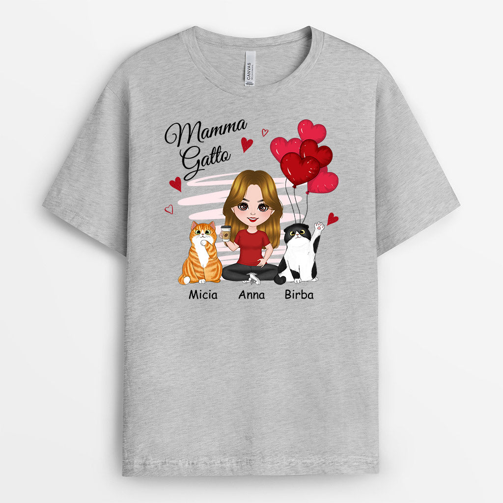 0916AOT1 Regali personalizzati maglietta mamma gatto amanti dei gatti