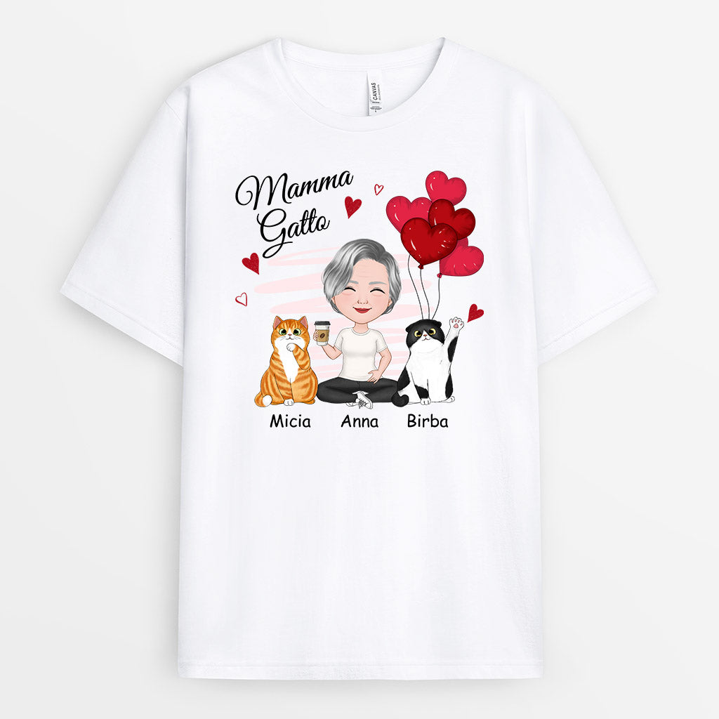 0916AOT2 Regali personalizzati maglietta mamma gatto amanti dei gatti