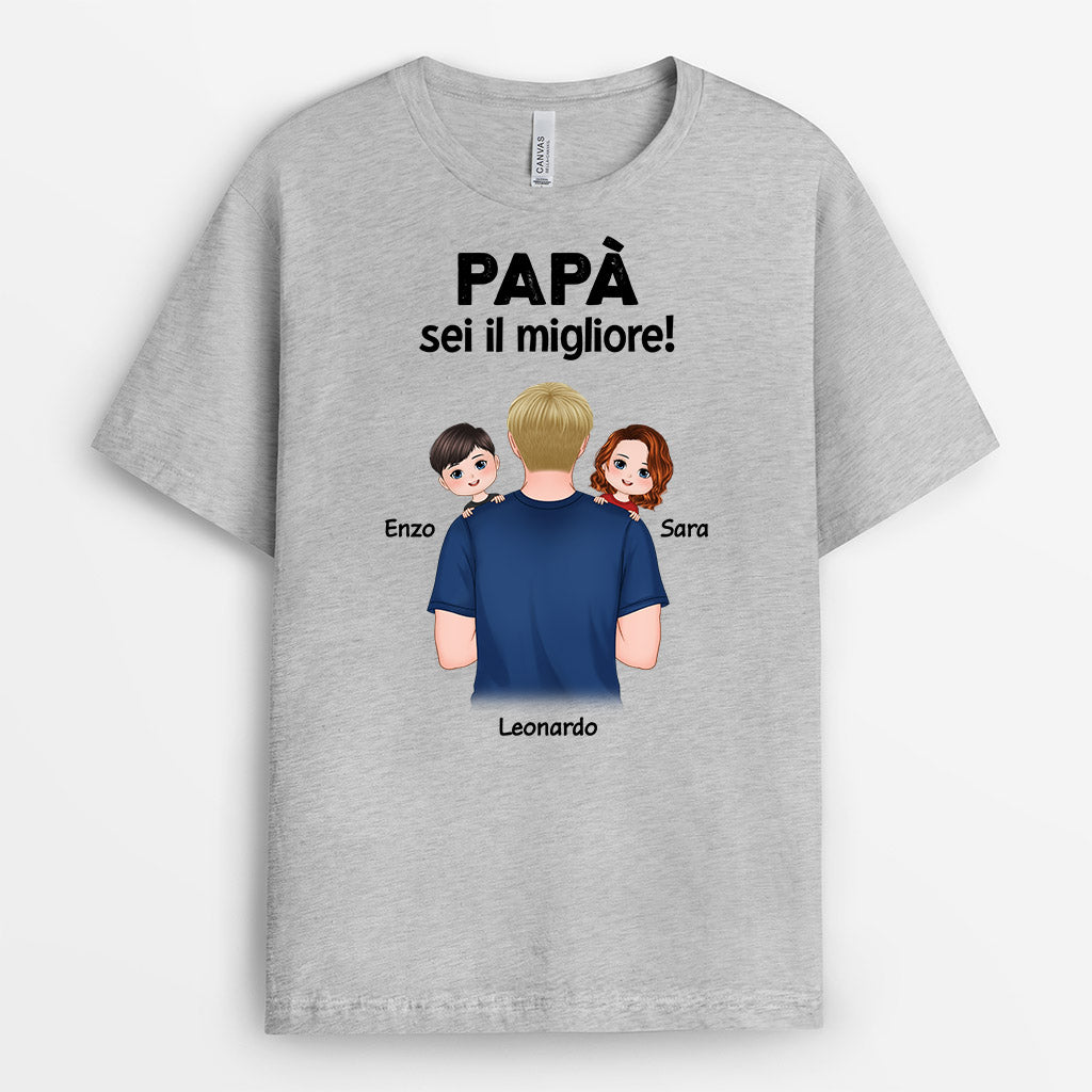 0926AOT1 Regali personalizzati maglietta papa figli papa nonno