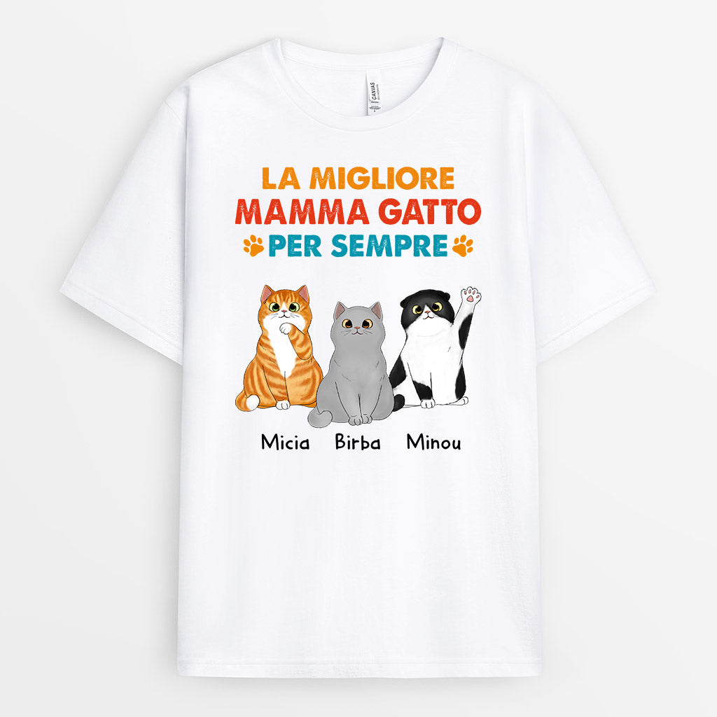 0943AOT1 Regali personalizzati maglietta mamma gatto amanti