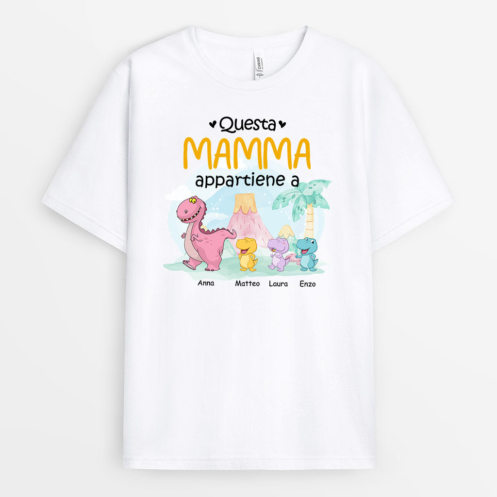0972AOT1 Regali personalizzati magliette dinosauri mamma nonna