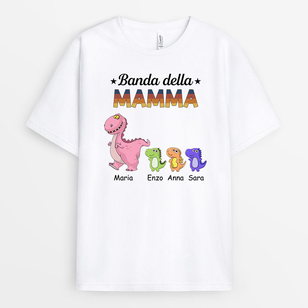 Maglietta La Banda dei Dinosauri della Mamma/Nonna Personalizzata