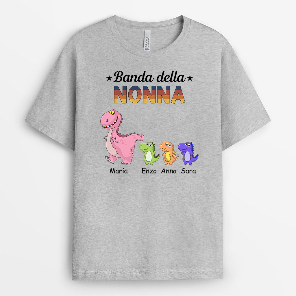 0975AOT2 Regali personalizzati magliette banda dinosauri mamma nonna