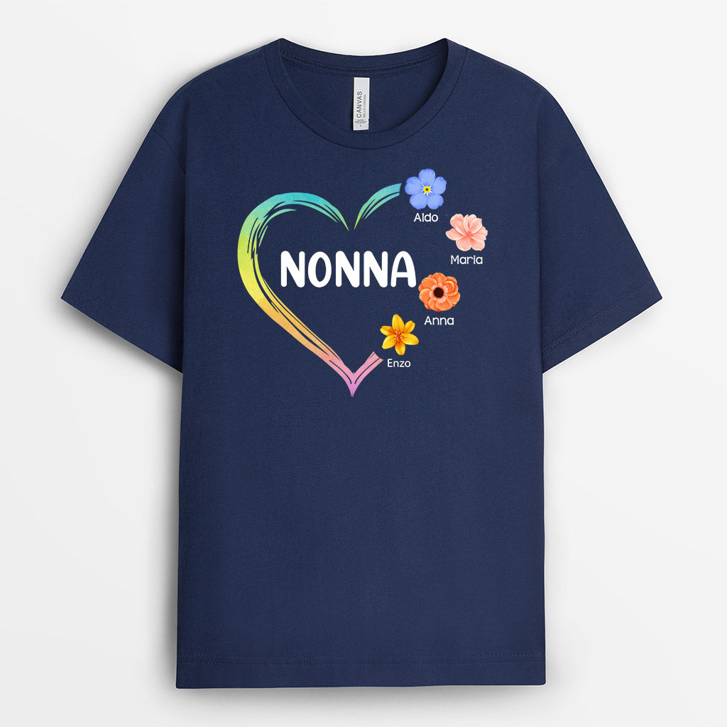 0980AOT2 Regali personalizzati magliette fiori mamma nonna