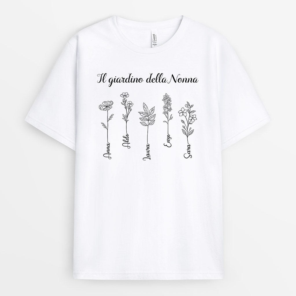 0985AOT2 Regali personalizzati magliette giardino fiori mamma nonna