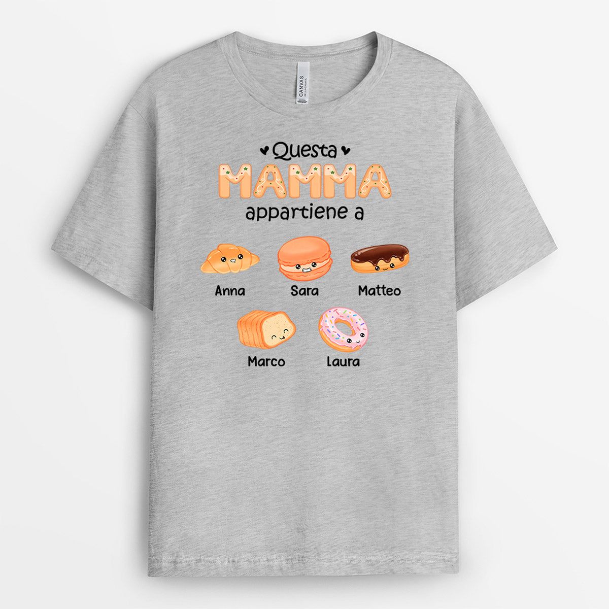 0992AOT2 Regali personalizzati magliette bambini chibi mamma nonna