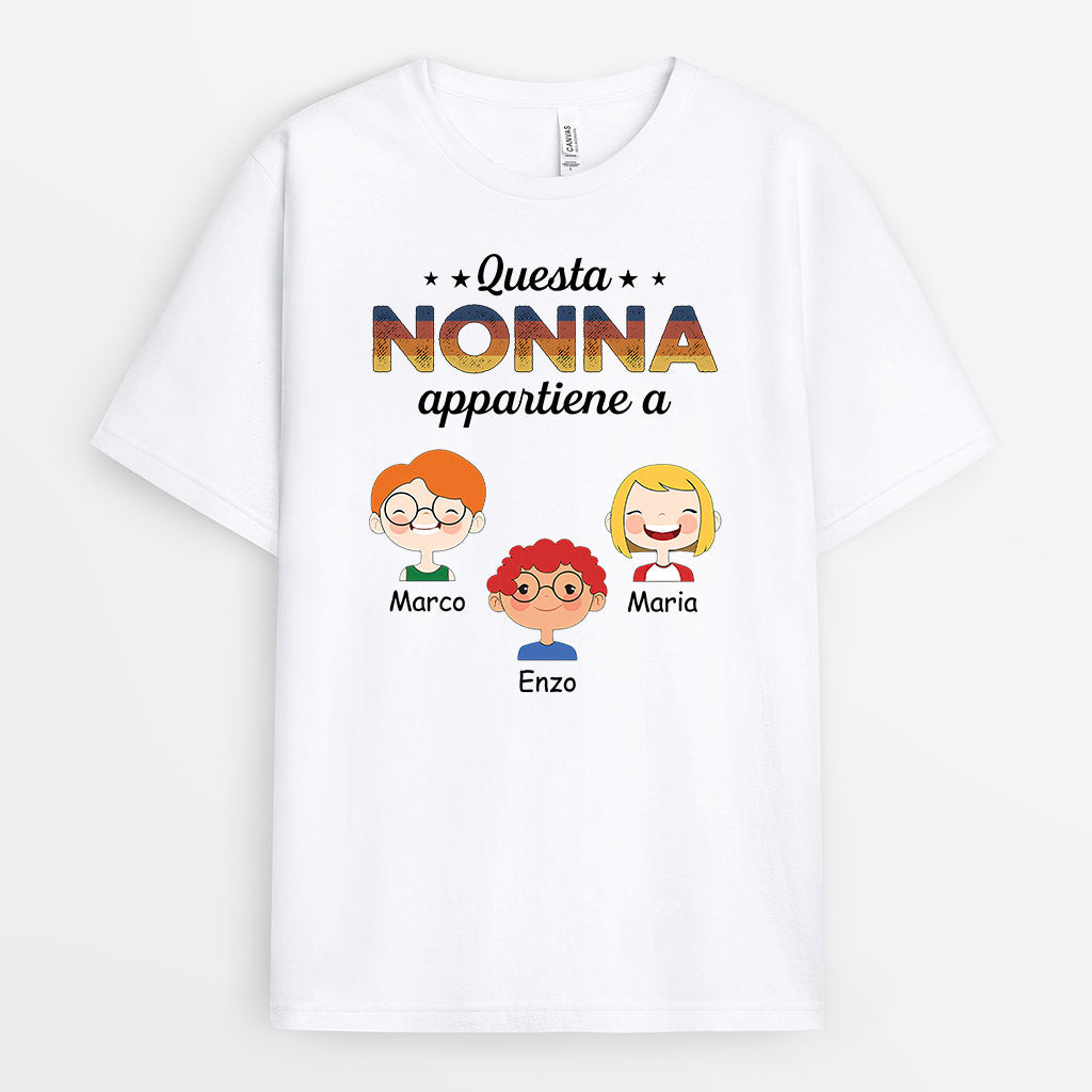 Maglietta Questa Mamma/Nonna Appartiene Ai Bambini Carini Personalizzata