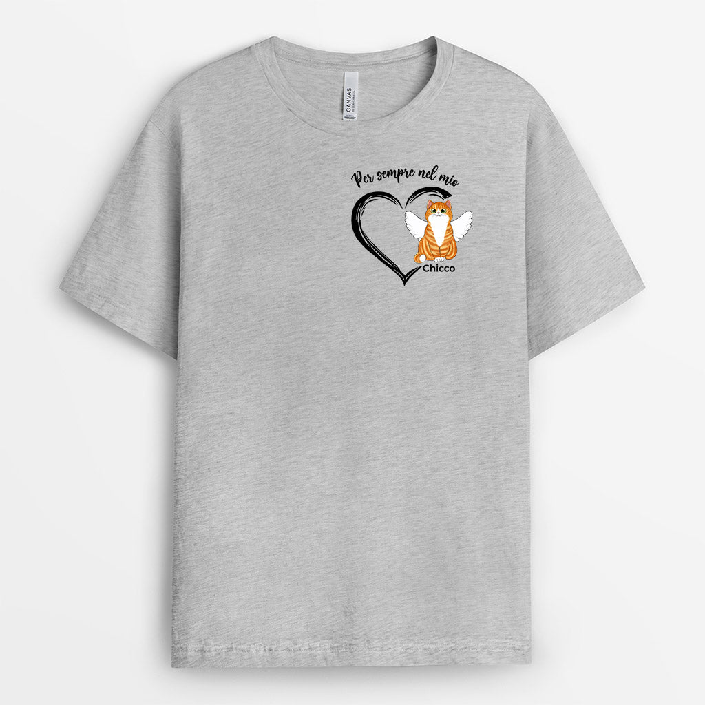 1034AOT1 Regali personalizzati maglietta gatto cuore amanti dei gatti