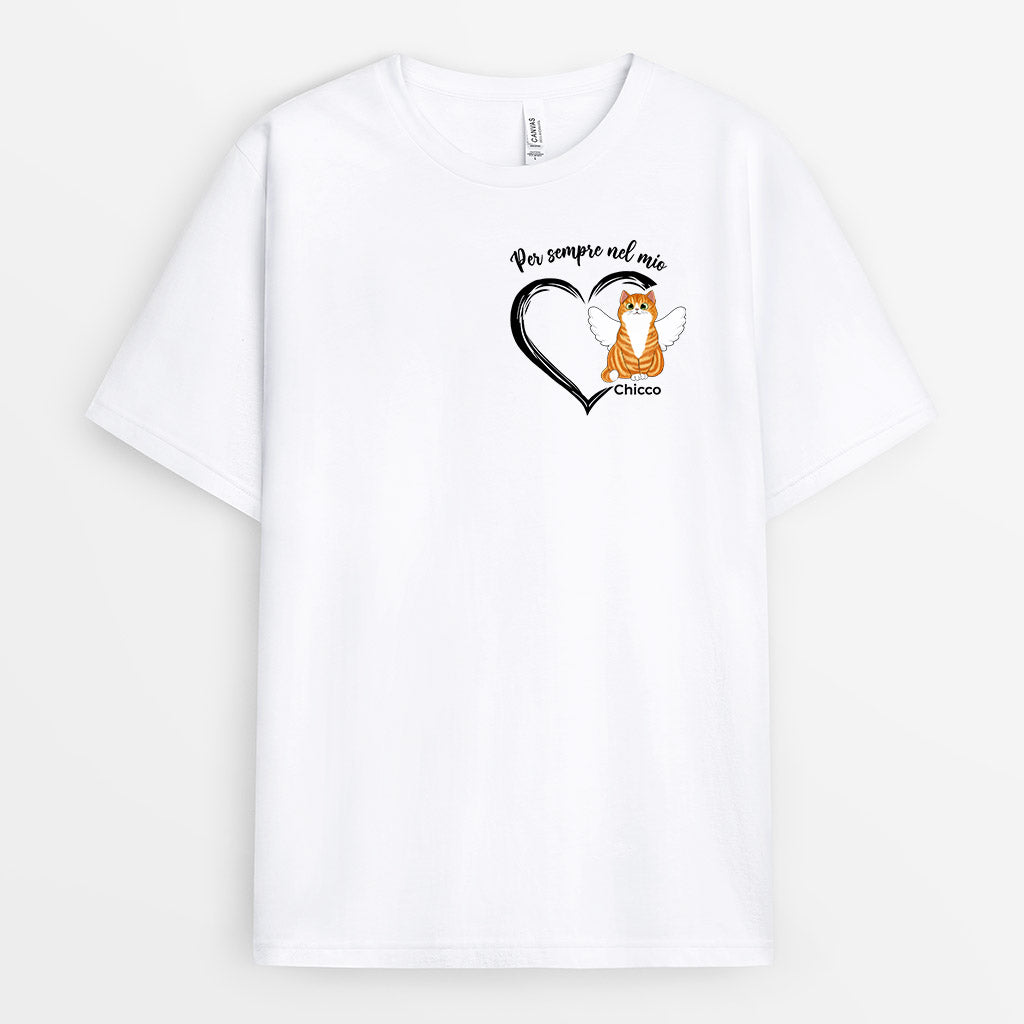 1034AOT2 Regali personalizzati maglietta gatto cuore amanti dei gatti